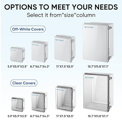 TICONN Waterproof Electrical Junction Box IP67 ABS Plastic Enclosure