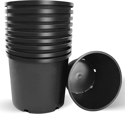 7 Gallon Nursery Pots Plastic Container Injection Molded Pot for Plants Flexible with Drainage Holes Suitable for Plants Soil Growers or Hydroponics Black 10 Pcs