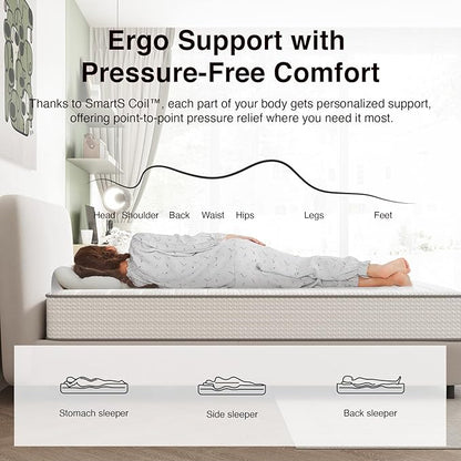 Novilla Twin XL Mattress, 8 Inch TXL Size Mattresses in a Box with Smarts™ Coil for Pressure Relief, Medium Plush Foam and Spring Hybrid Colchones with CertiPUR-US Certified for Kids