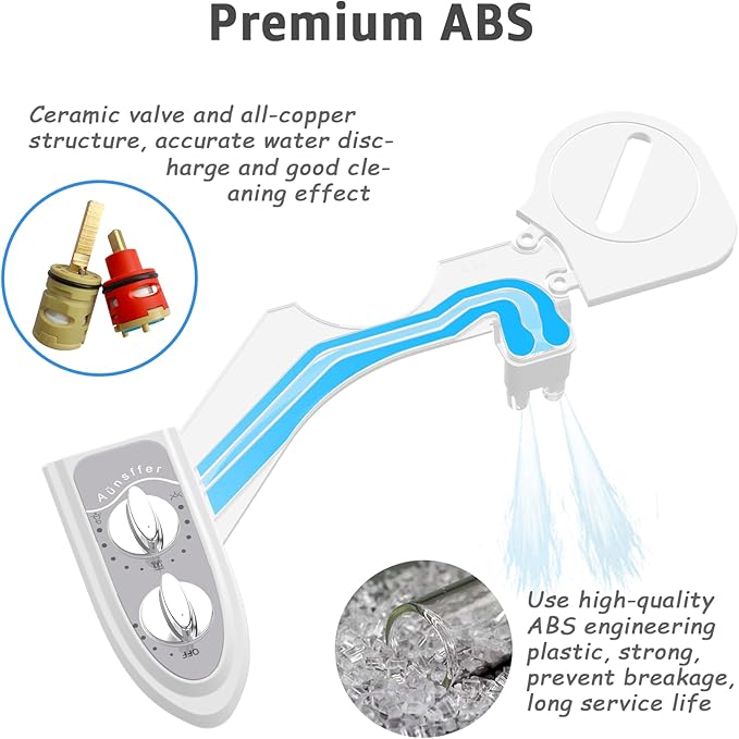 Bidet Attchment for Toilet Grey, Cold Water No-Electric, 3 Wash Modes，Dual