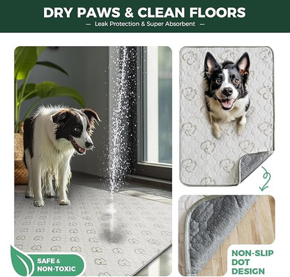 FXW Washable Pee Pads for Dogs, Super Absorbent, 43" x 71", 2 Packs | Machine washable, Non-slip backing, Fits 32"/40"/45"H 6-Panel FXW Rollick/Homeplus Playpens