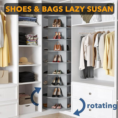 SpaceAid 8 Tier Rotating Shoe Rack Tower, Spinning Shoe Display Lazy Susan
