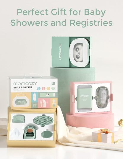 Momcozy Elite Baby Kit, Superior Baby Shower Gift & Registry Essential Kit | Grooming&Health&Cleansing Care Set,Electric Nail File & Nasal Aspirator,Tummy Wrap,Thermometer,Bath Brush,Teether,Storage Bag
