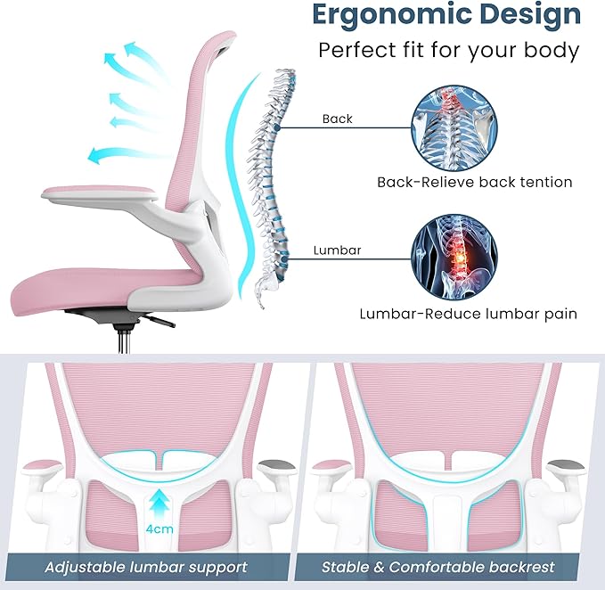 Drafting Chair, Tall Office Chair with Flip-up Armrests Executive Ergonomic Computer Standing Desk Chair, Office Drafting Chair with Lumbar Support and Adjustable Footrest Ring