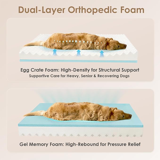 EHEYCIGA Orthopedic Dog Bed for Large Dog, Memory Foam Dog Couch, Dark Green