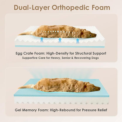 EHEYCIGA Orthopedic Dog Bed for Medium Dog, Memory Foam Dog Couch, Dark Green