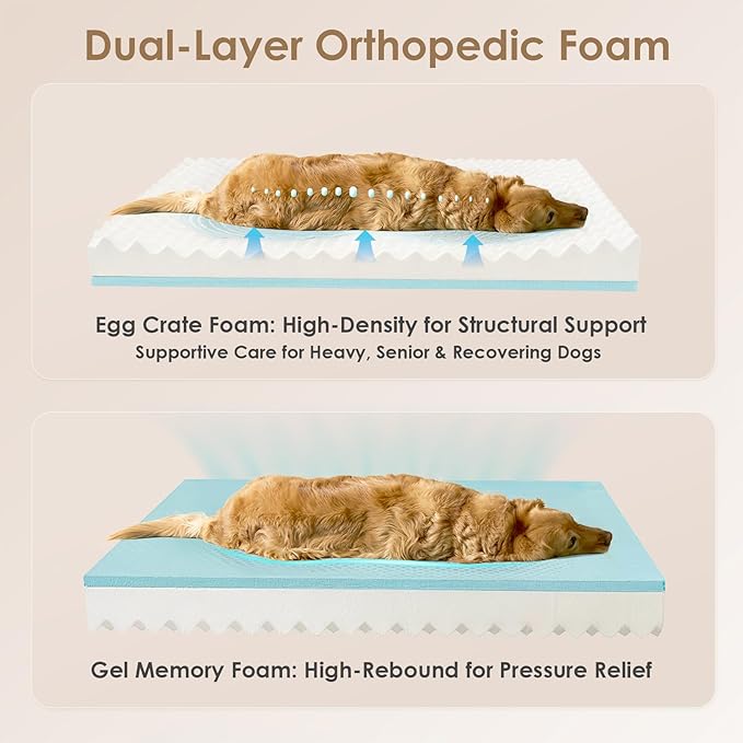 EHEYCIGA Orthopedic XL Dog Bed for Large Sized Dog, 42x30 Inch Extra Large Memory Foam Dog Couch Bed with Sides, Waterproof Liner & Washable Removable Cover, Dark Green