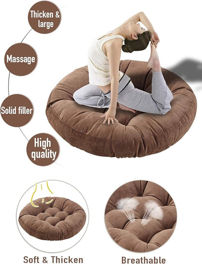 Tiita Round Chair Cushions 22x22 Inch Outdoor Seat Pads Set of 2 Throw Floor Pillows for Adults Sitting Patio Garden, Coffee
