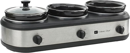 CULINARY CHEF, Triple Slow Cooker, Buffet Server 3 Pot, Food Warmer