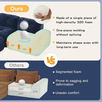 Modular Sectional Sofa with Free Combination,Oversized Boneless Floor Couch for Living Room & Lounge,Velvet 4-Seater Sectional Couch with Ottoman,No Assembly Needed