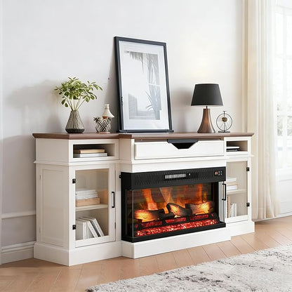 ROVSUN 1400W 3-Sided Glass Electric Fireplace Insert w/Remote Control, CSA