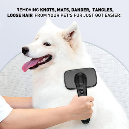Dog Brush for Shedding & Grooming Small Medium Large Dogs & Cats - Remove Loose Fur, Knot, Undercoat. Suitable for Long Short Hair Lengths sensitive Animals, Black
