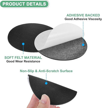 30-Pack Lamp Base Felt, 3.5 Inch Dia. 2mm Thick Self Adhesive Round Fabric Felt Pads for Lamp/Furniture/DIY, Non-Slip Fiber Backed Patch Circles with Adhesive Backing [Black]