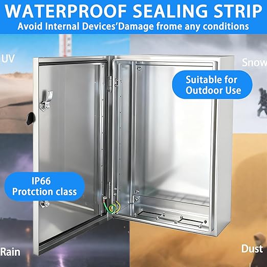 Electrical Enclosure 24x16x8, 304 Stainless Steel Enclosure IP66 Waterproof and