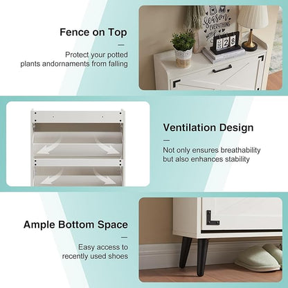Shoe Storage Cabinet, Farmhouse Shoe Organizer