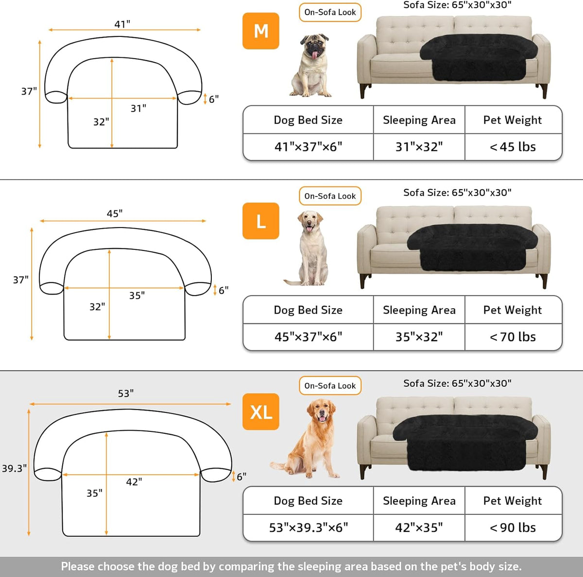 GGIB Calming Dog Bed Fluffy Plush Dog Mat for Furniture Protector with Removable Washable Cover for Large Medium Small Dogs and Cats (Extra Large (53x39.3x6), Black)