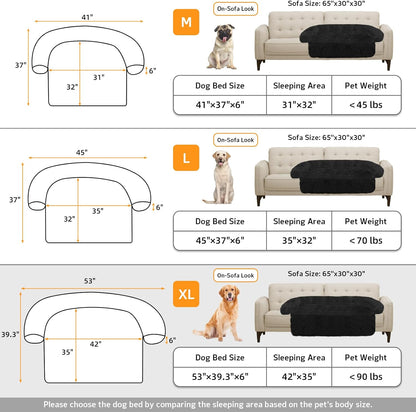 GGIB Calming Dog Bed Fluffy Plush Dog Mat for Furniture Protector with Removable Washable Cover for Large Medium Small Dogs and Cats (Extra Large (53x39.3x6), Black)