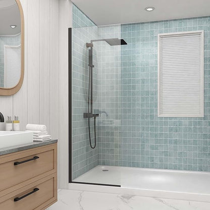 Sunrosa 24"×76" Shower Glass Panel, 8mm Thick Shower Screen, Matte Black