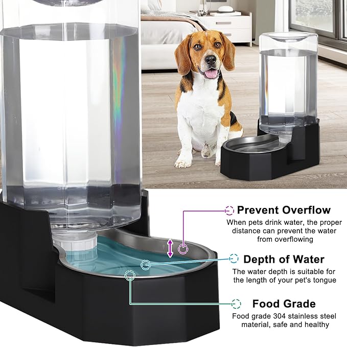 Sfozstra Large Dog Water Dispenser: 8L Large Capacity Gravity Water Feeder