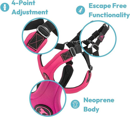 Gooby, Dog Harness, Sporty, Large, Red - Escape Free Sport Harness with Patented Neoprene Technology, 4-Point Adjustment, No Choke, Perfect for Small Dogs No Pull | Patented escape-free frame; Reduces choking; 4-point adjustment; Soft neoprene padding;...