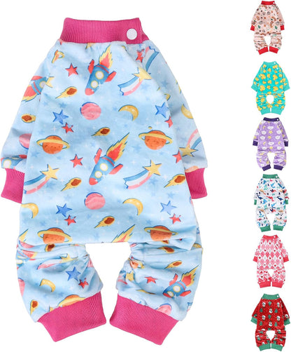 BEAUTYZOO Dog Pajamas Small Sized Dog, Summer Doggie Pajamas for Boy Girl, Soft Strechy Cotton Puppy Pjs Jammies Onesies for Men Women, Pet Jumpsuit Body Suit Cat Apparel Clothes, Blue S