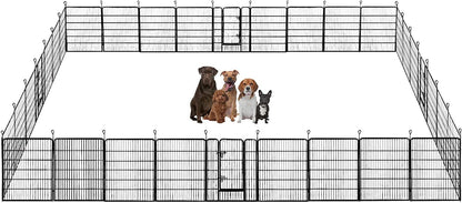 BestPet Dog Playpen Indoor 40 inch 32 Panels Metal Dog Pen Pet Dog Fence Outdoor Exercise Pen with Doors,Pet Puppy Playpen for RV Camping Yard, Black