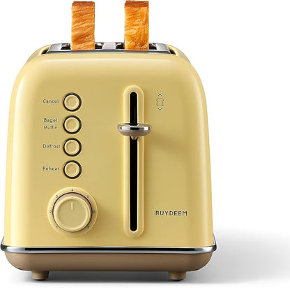 BUYDEEM DT620 2-Slice Toaster, Extra Wide Slots, Retro Stainless Steel