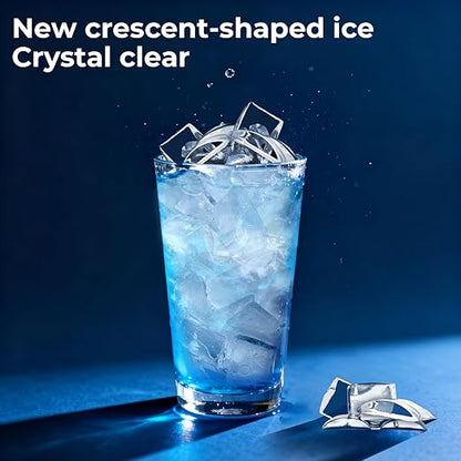 Kismile Crescent-Shaped Ice Maker Countertop, Self-Cleaning Portable Ice Machine