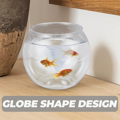 Mipcase Unbreakable Transparent Fish Tank Globe 5.90In Round Plastic Fish Bowl Desktop Aquarium Decor for Home Office Tabletop