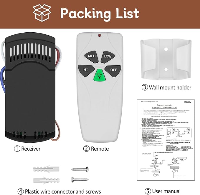 Universal Ceiling Fan Remote Control Kit, Replacement