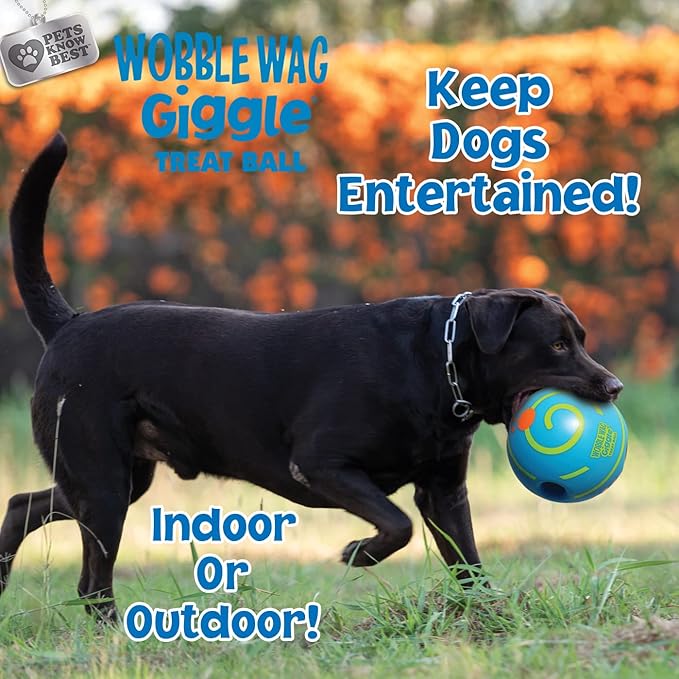 Wobble Wag Giggle Treat Ball- Interactive Dog Toy & Treat Dispenser, Fun Giggle Sounds When Rolled or Shaken, Great for Dogs Pets Know Best