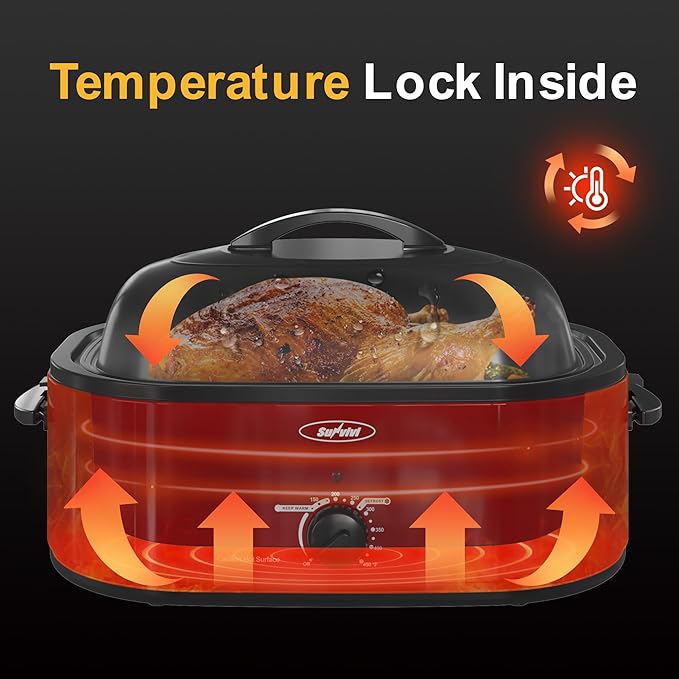 Sunvivi Roaster Oven with Self-Basting Lid, 20 Quart Electric Roaster with