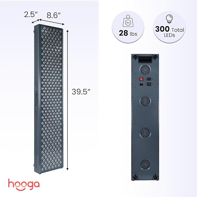 Hooga Red Light Therapy, 300 Quad Chip Flicker Free LEDs, Ultra Series