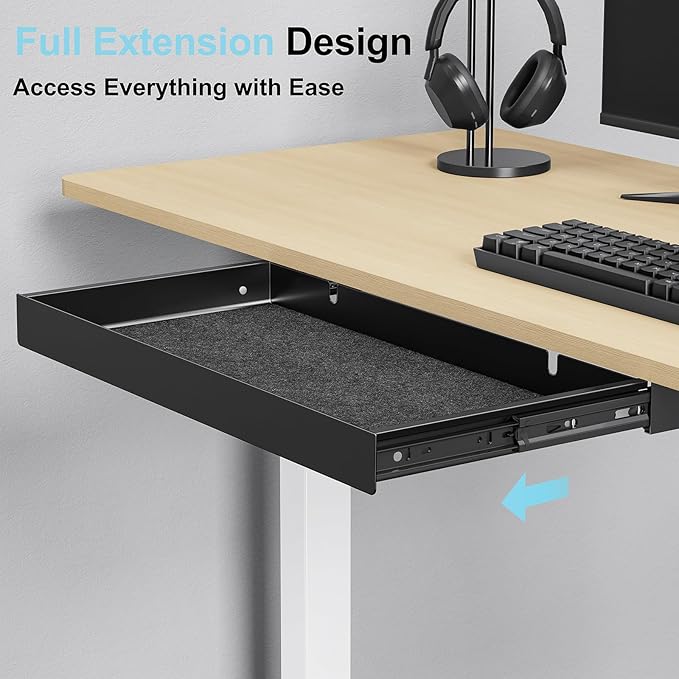 Under Desk Drawer, 20.1 inch Carbon Steel Slide-Out Under Table Storage