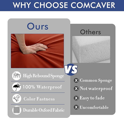 Outdoor Chair Cushions 24 x 24 Inch Waterproof Patio Chair Cushions with Tie 5 Year Color Fastness Thick Outdoor Seat Cushion for Garden Lawn Patio Furniture Rust Set of 2