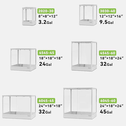 Reptile Glass Terrarium 24"x18"x24" 45 Gallon Knock-Down Dual-Locking Security Mesh Ventilation Durable Aluminum Frame Modern Design