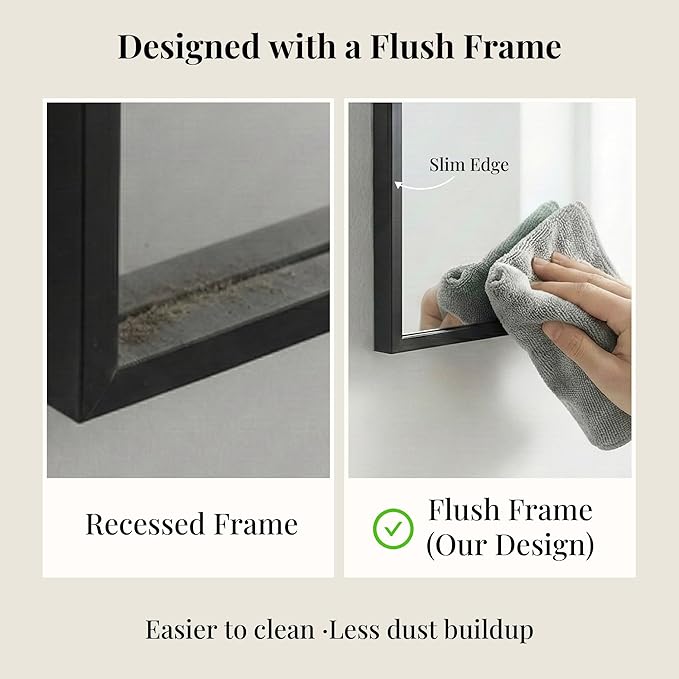 36''x36'' Large Black Square Mirror, Matte Metal Framed Bathroom Vanity Mirror