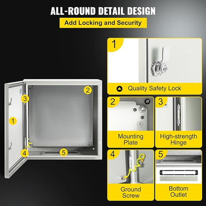 VEVOR NEMA Steel Enclosure, IP66 Waterproof & Dustproof, Outdoor/Indoor