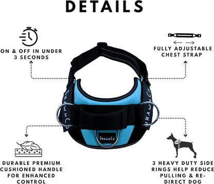 ShawnCo Essential Pro Dog Harness, No-Pull Pet Vest with 3 Leash Clips and Removable, Reflective Side Patches, Adjustable and Padded Harness for Small, Medium and Large Dogs (Midnight, L)