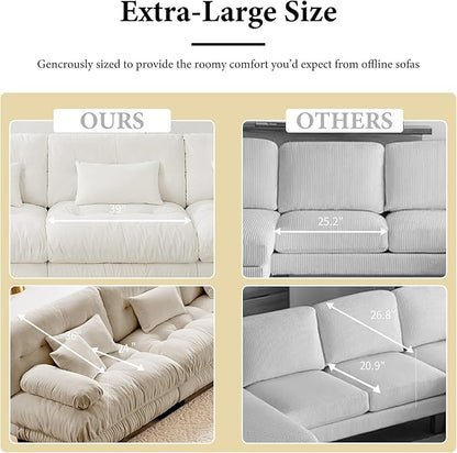 173.2" Oversized Couch, 4 Seater Modular Sectional Sofa, Beige Large U Shaped Sectional Fluffy Couch Set, Chenille Cloud Couches with Ottoman, Deep Seat Sofas for Living Room