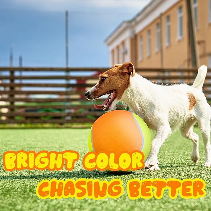 Big Tennis Ball for Dogs, Giant Dog Tennis Ball Toy Large Outdoor Sports Gift for Small Medium Large Dog (Yellow Orange, 9.5 inch)