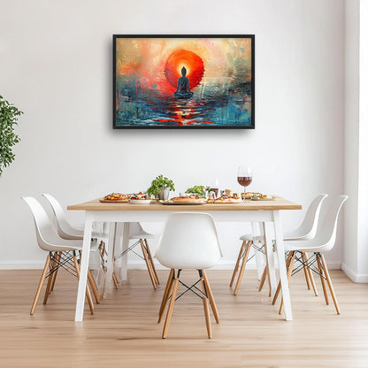 Quorin Buddha Large Wall Art Abstract Zen Pictures Spiritual Meditation Wall Decor Yoga Spa Canvas Print Painting Artwork for Bathroom Living Room Bedroom 36L x 24W