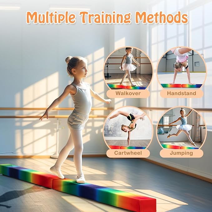 Giantex 7FT/8FT/9FT Balance Beam, Folding Gymnastics Beam w/Carry Handles