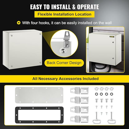 VEVOR NEMA Steel Enclosure, IP66 Waterproof & Dustproof, Outdoor/Indoor