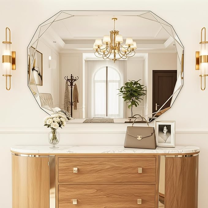 Suidia Bathroom Mirror, Frameless Bathroom Mirror
