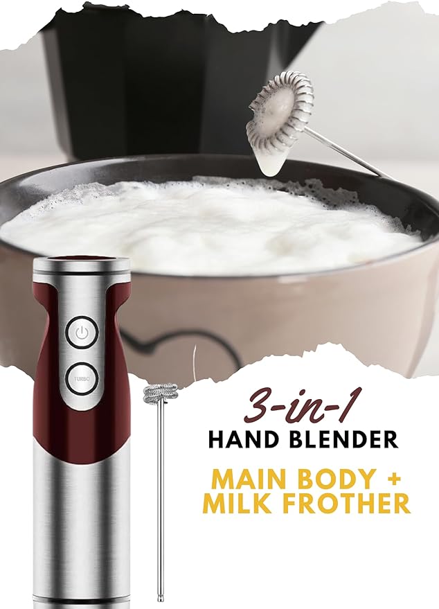MegaWise Pro Titanium Reinforced 3-in-1 Immersion Corded Hand Blender, Powerful