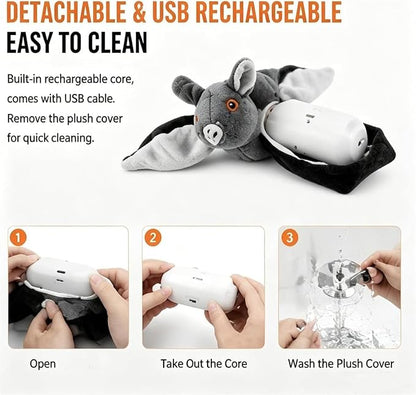 Flying Bat Dog Toy, 2026 New Flying Bat Toy for Dogs, Flapping Wings Interactive Pet Toy with Chirping Engages Cats and Dogs, Detachable USB Rechargeable, Hanging and Ground Play ，Owl：1PCS