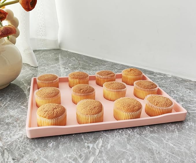 Pink Serving Tray (11.8 x 8.7 inch) for Serving Accessory, Spa, Coffee, Drinks, Wine, Tea, Bar, Party, Seasoning, Perfume and Display Use.
