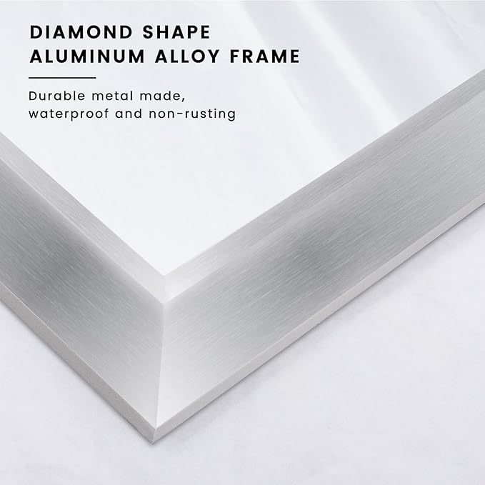 Amorho 48x32 Inch Bathroom Mirror Silver, Thick Metal Framed Wall Mirrors