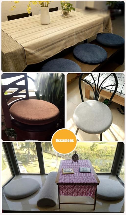 Sigmat Memory Foam Seat Cushion Anti-Slip Soft Round Stool Cushion Chair Pad 16 Inch Coffee